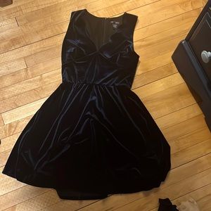 Aqua velvet scalloped dress